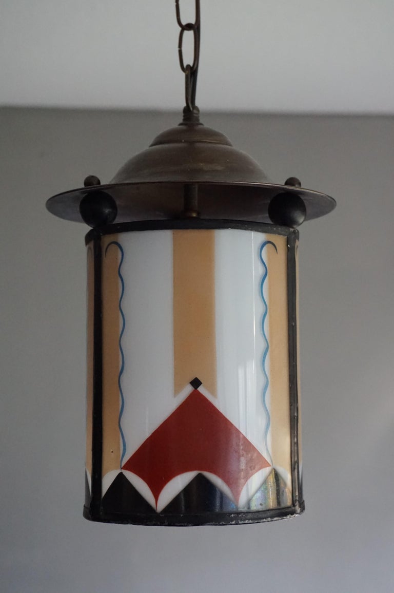 Dutch Arts and Crafts Stained Glass and Brass Entrance or Hallway ...