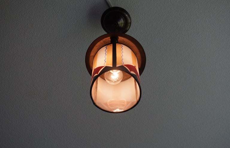 Dutch Arts and Crafts Stained Glass and Brass Entrance or Hallway ...