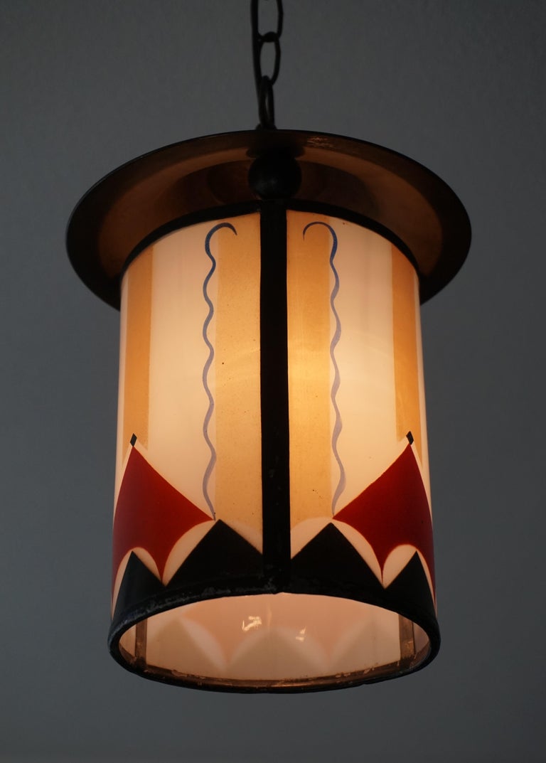Dutch Arts and Crafts Stained Glass and Brass Entrance or Hallway ...