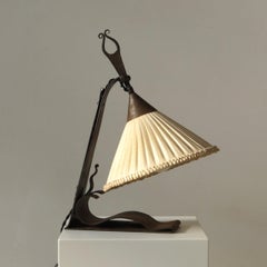 Dutch Arts & Crafts Amsterdam School wrought iron table lamp, 1920s
