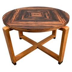 Dutch Arts & Crafts Oak Coffee Table w. Stunning Coromandel Geometric Design Top