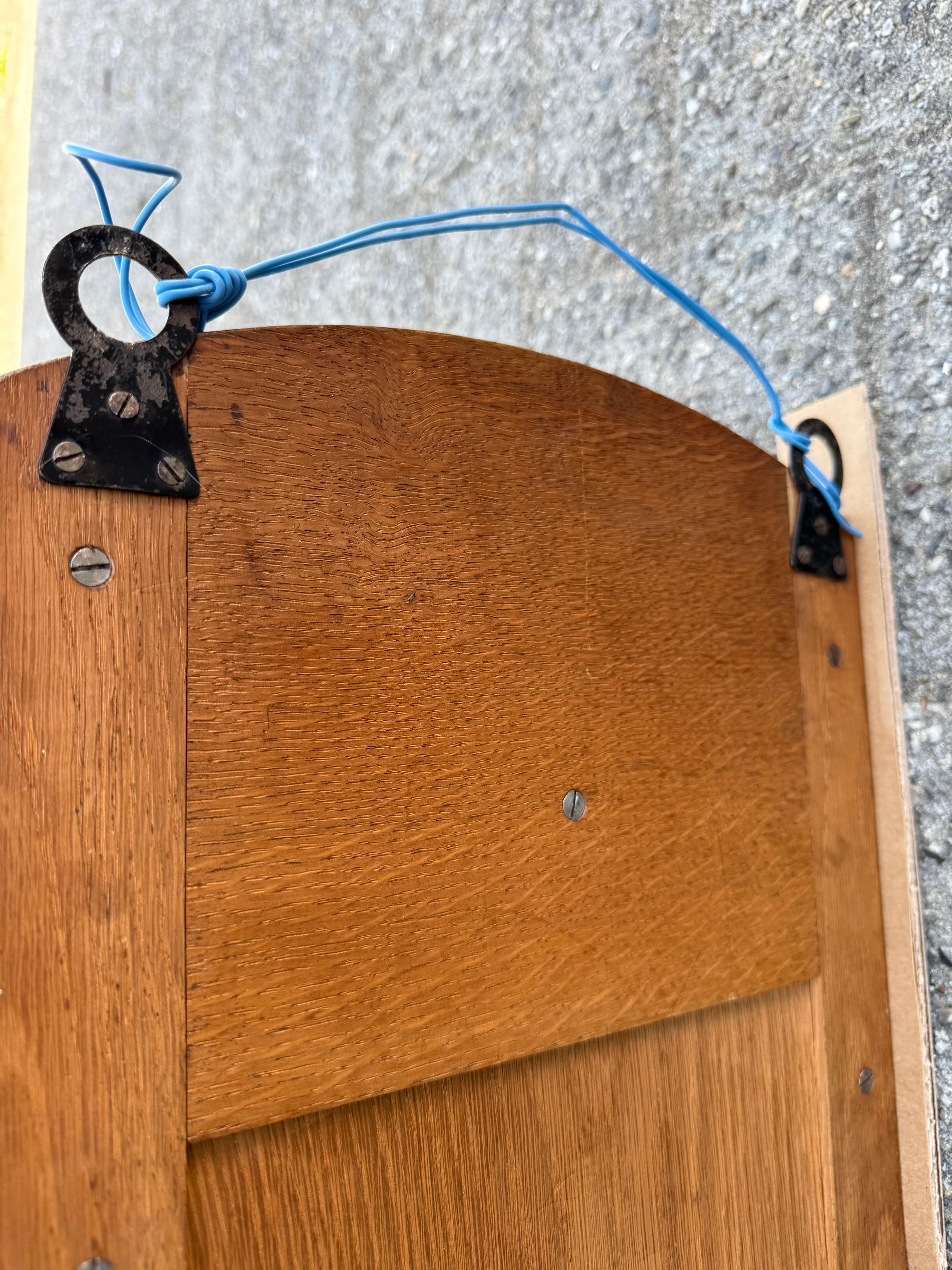 Holländischer Arts & Crafts Wandhängeschrank aus Eichenholz mit verglaster Tür, um 1910 im Angebot 11