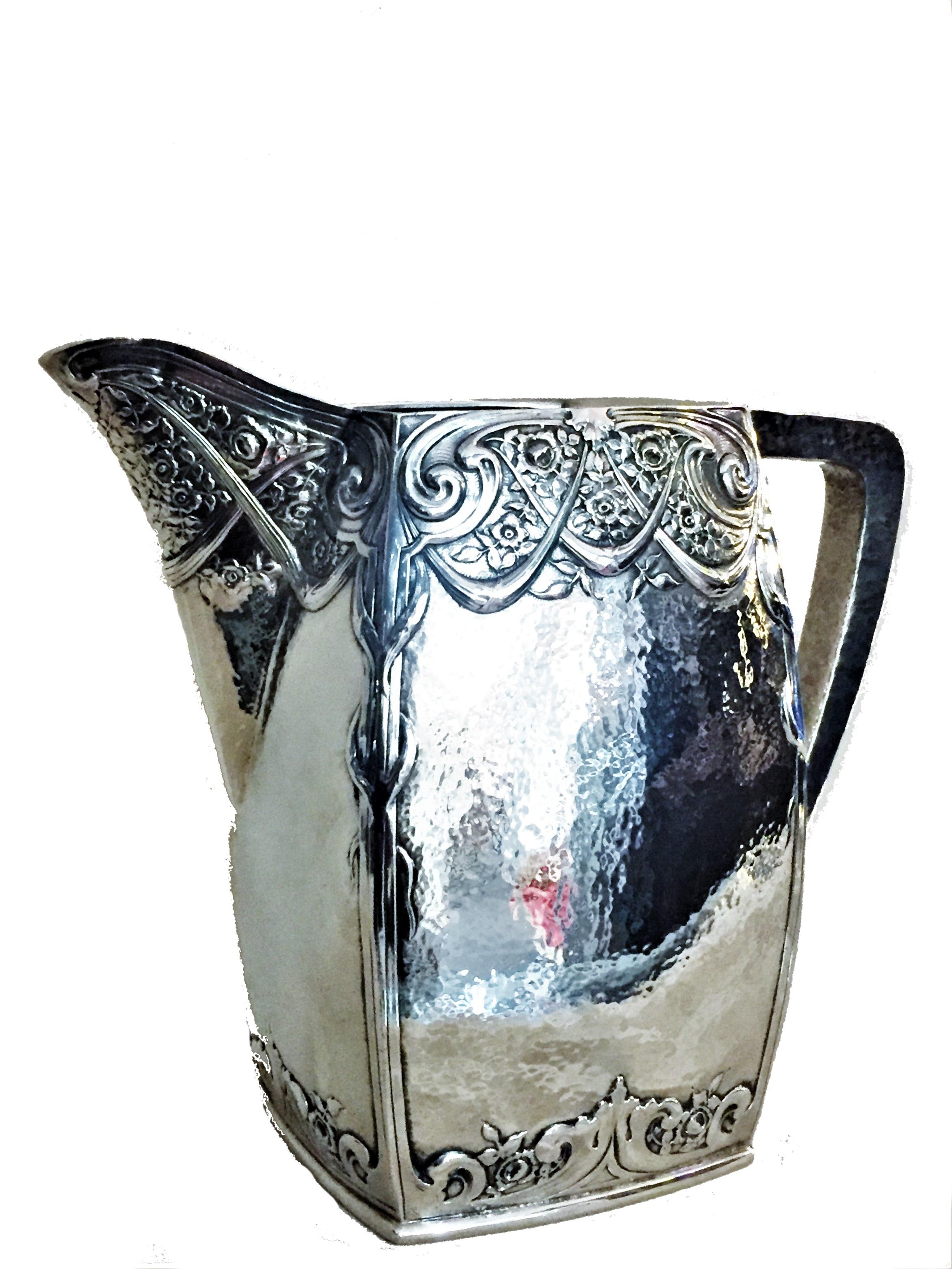 Dutch Arts & Crafts, Silver Plated Water Pitcher, 1900s 3