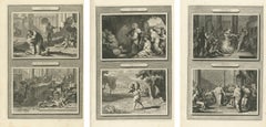 Incisioni bibliche barocche olandesi, 3 tavole a doppia scena di Pieter Mortier, 1700