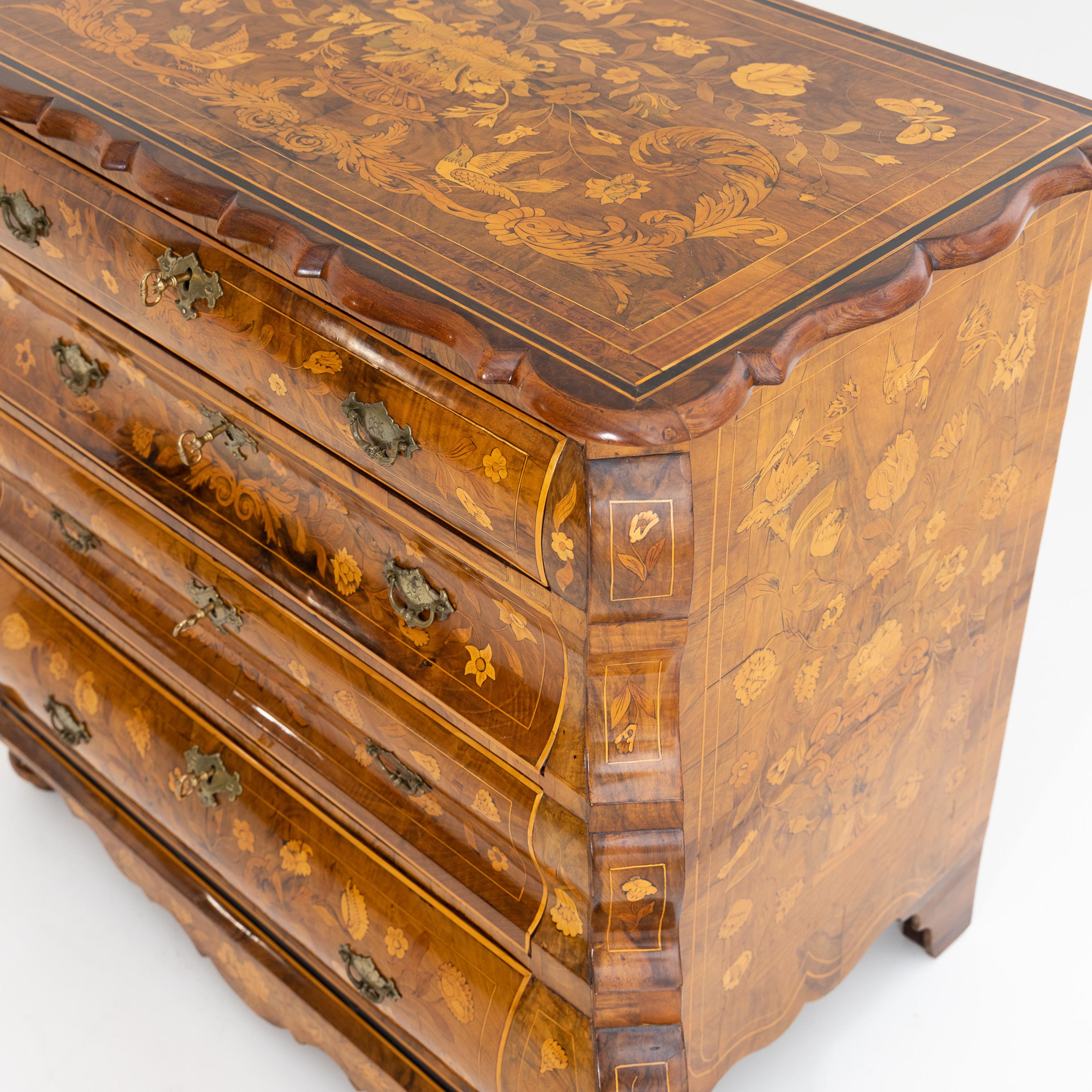 Wood Dutch Baroque Chest of Drawers, 18th Century