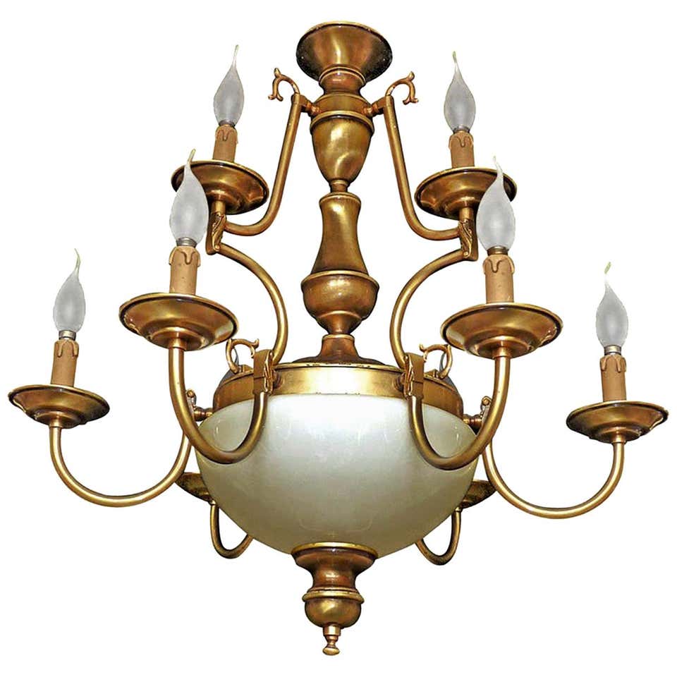 Antique Tall 3-Tier Patinated Brass Dutch Chandelier with 18 Lights For ...