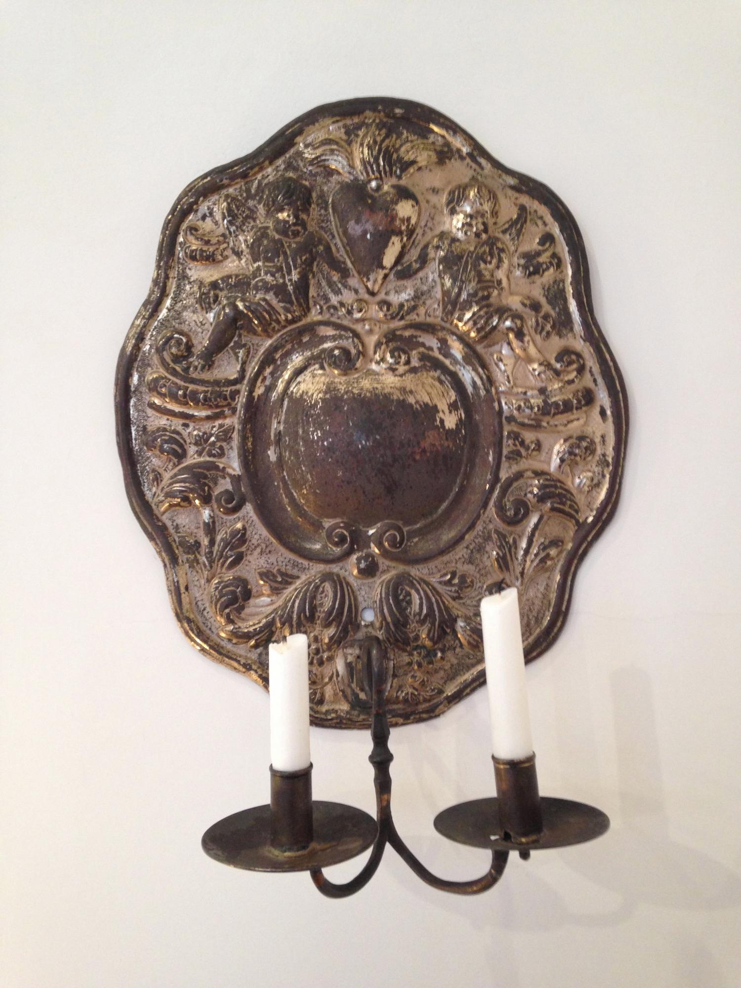 Dutch Baroque Double-Arm Sconces, Silver-Plated, Origin: Holland, Circa 1760 In Excellent Condition In New York, NY