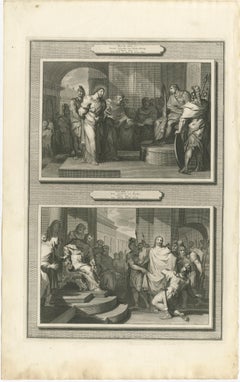 Dutch Baroque Life of Christ, 3 Double-Scene Biblical Engravings, ca 1700