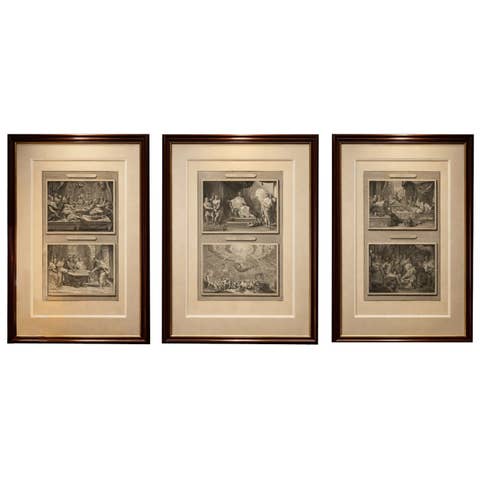 Dutch Baroque Passion of Christ, 3 Double-Scene Engravings by Mortier ca 1700