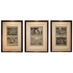 Passion du Christ baroque hollandais, 3 gravures en double scène par Mortier vers 1700