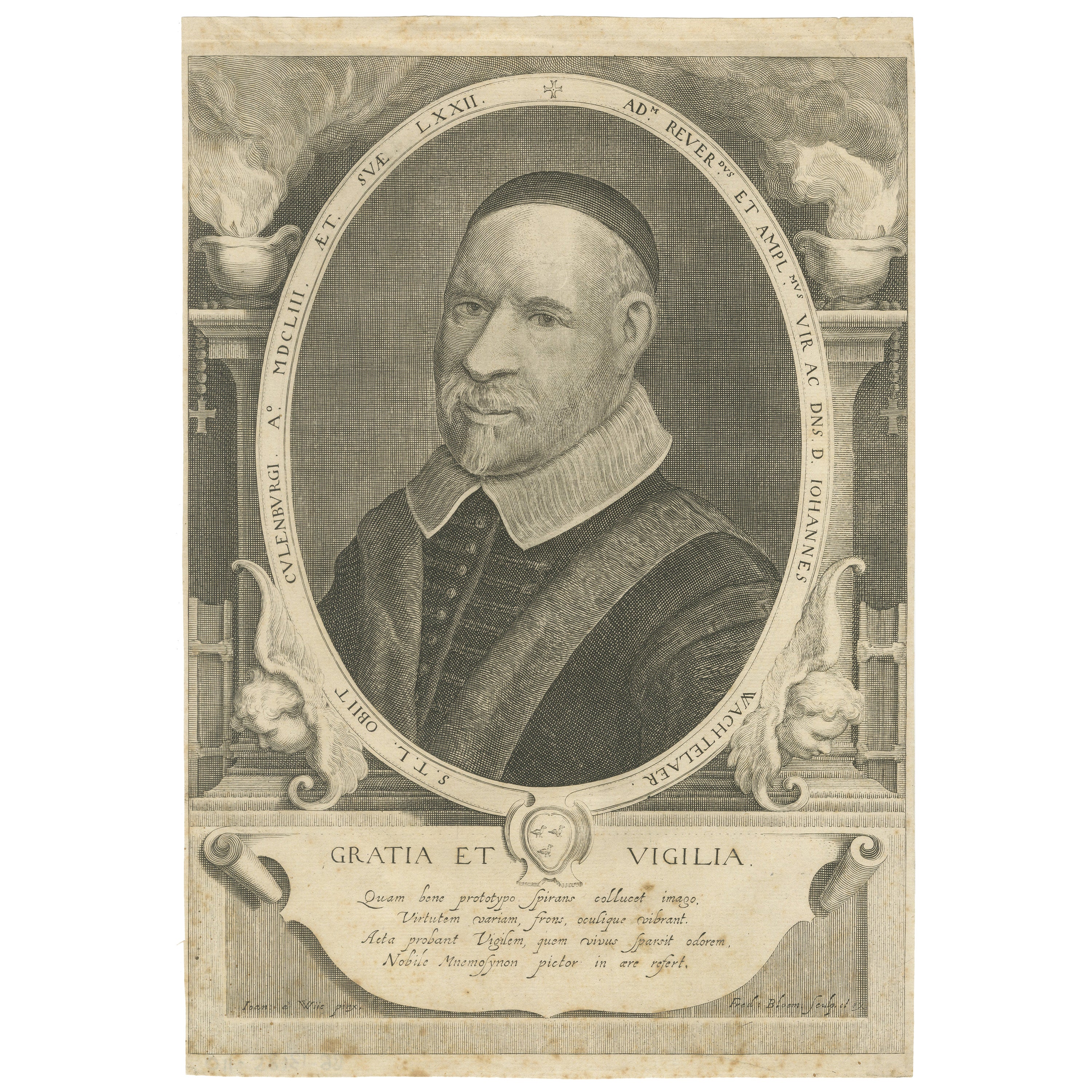 Portrait baroque néerlandais du théologien Johannes Wachtelaar - Utrecht, c.1653 en vente