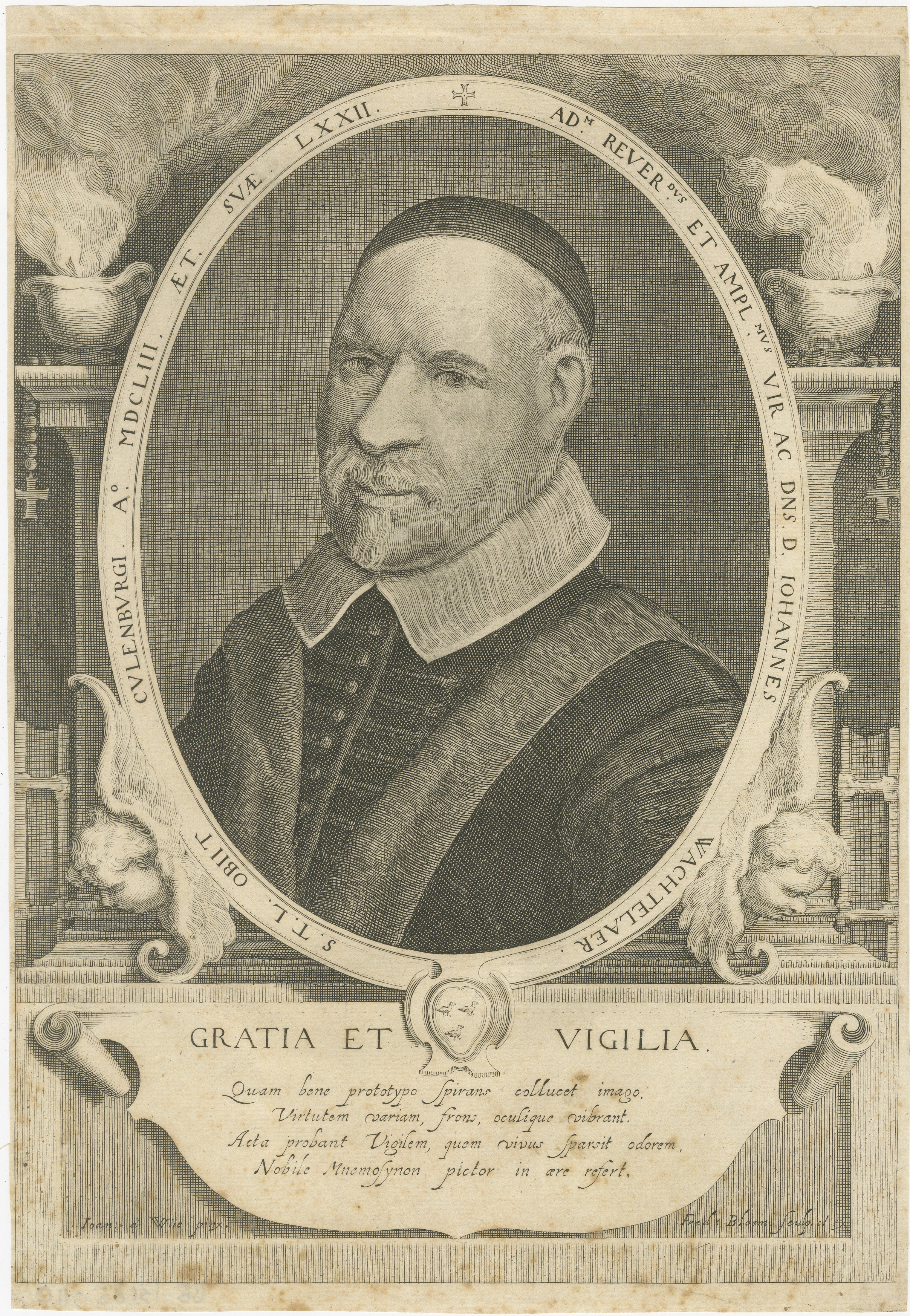 Portrait baroque néerlandais du théologien Johannes Wachtelaar - Utrecht, c.1653 en vente