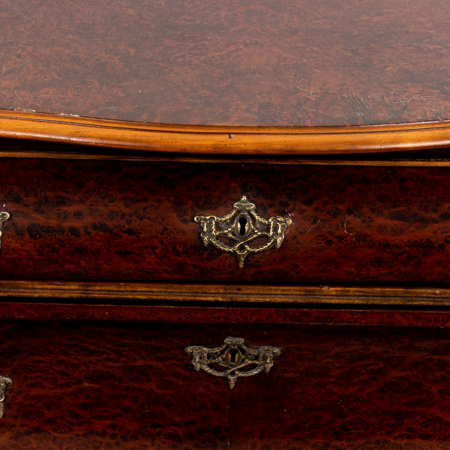 Dutch Baroque Revival Bombe Burlwood Chest 5