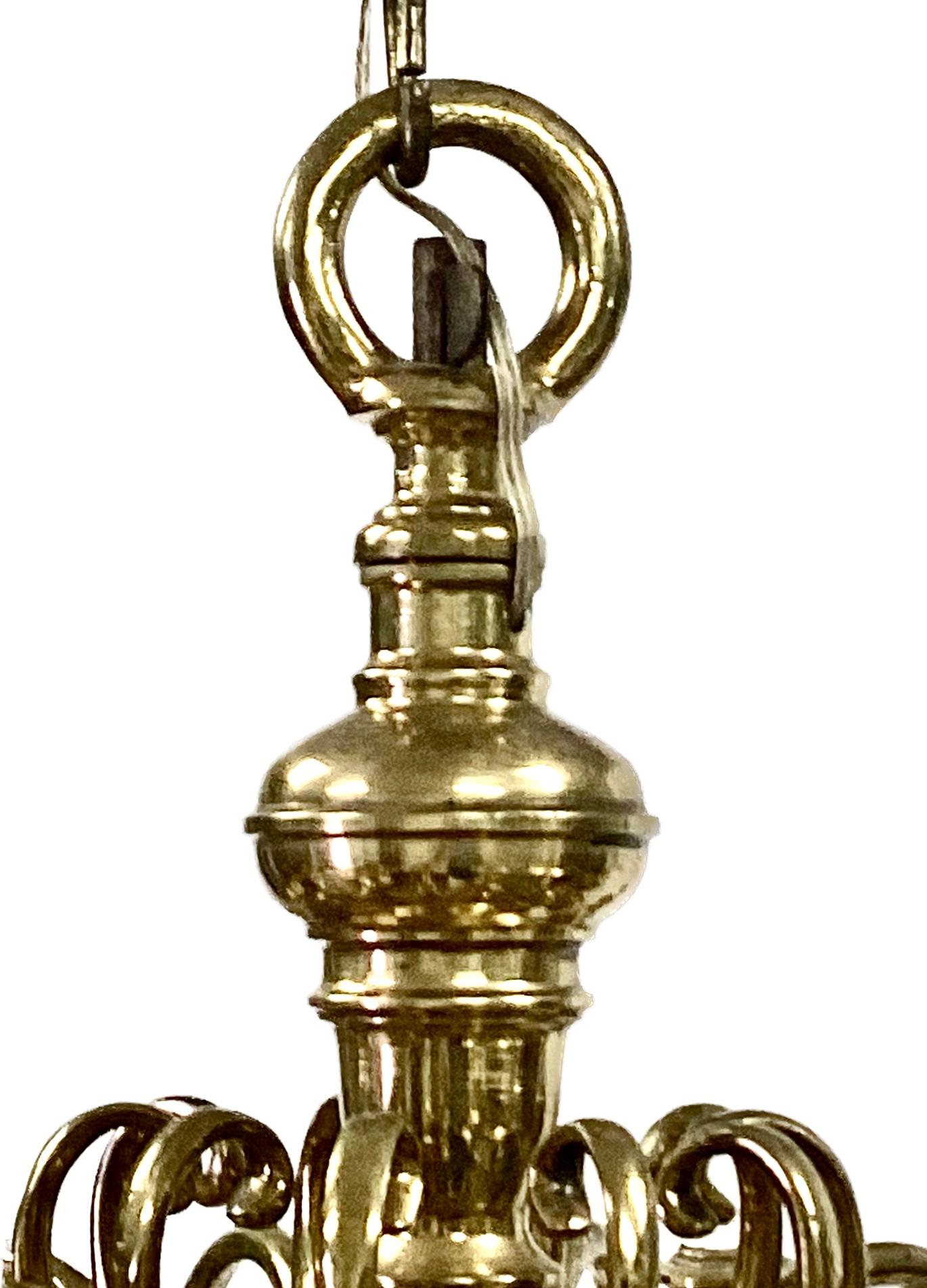 20th Century Dutch Baroque Siolid Brass 10-Arm Chandelier