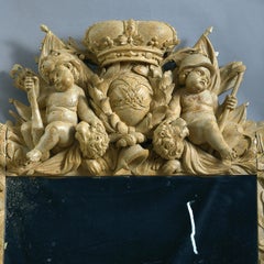 Dutch Baroque Stone-Painted Carved Limewood Mirror