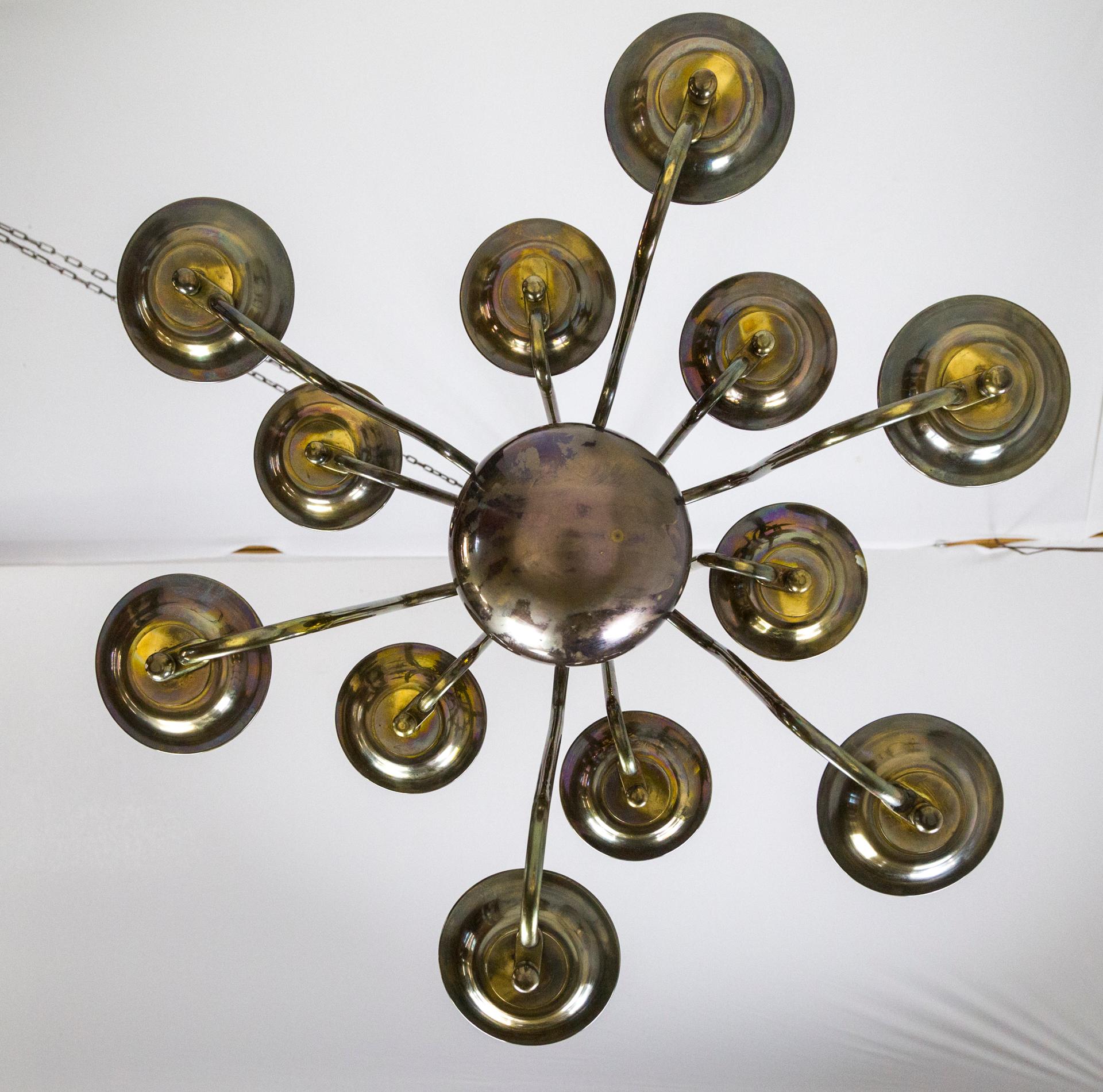 Dutch Baroque Style 2-Tier Aged Brass 12-Light Chandelier For Sale 4