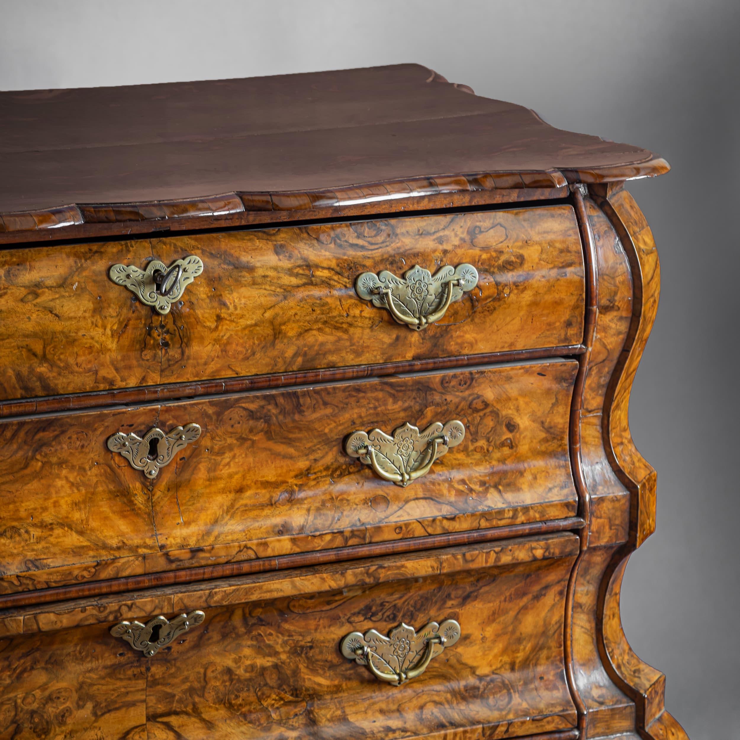 Brass Dutch Baroque-style Chest of Drawers, 19th Century For Sale