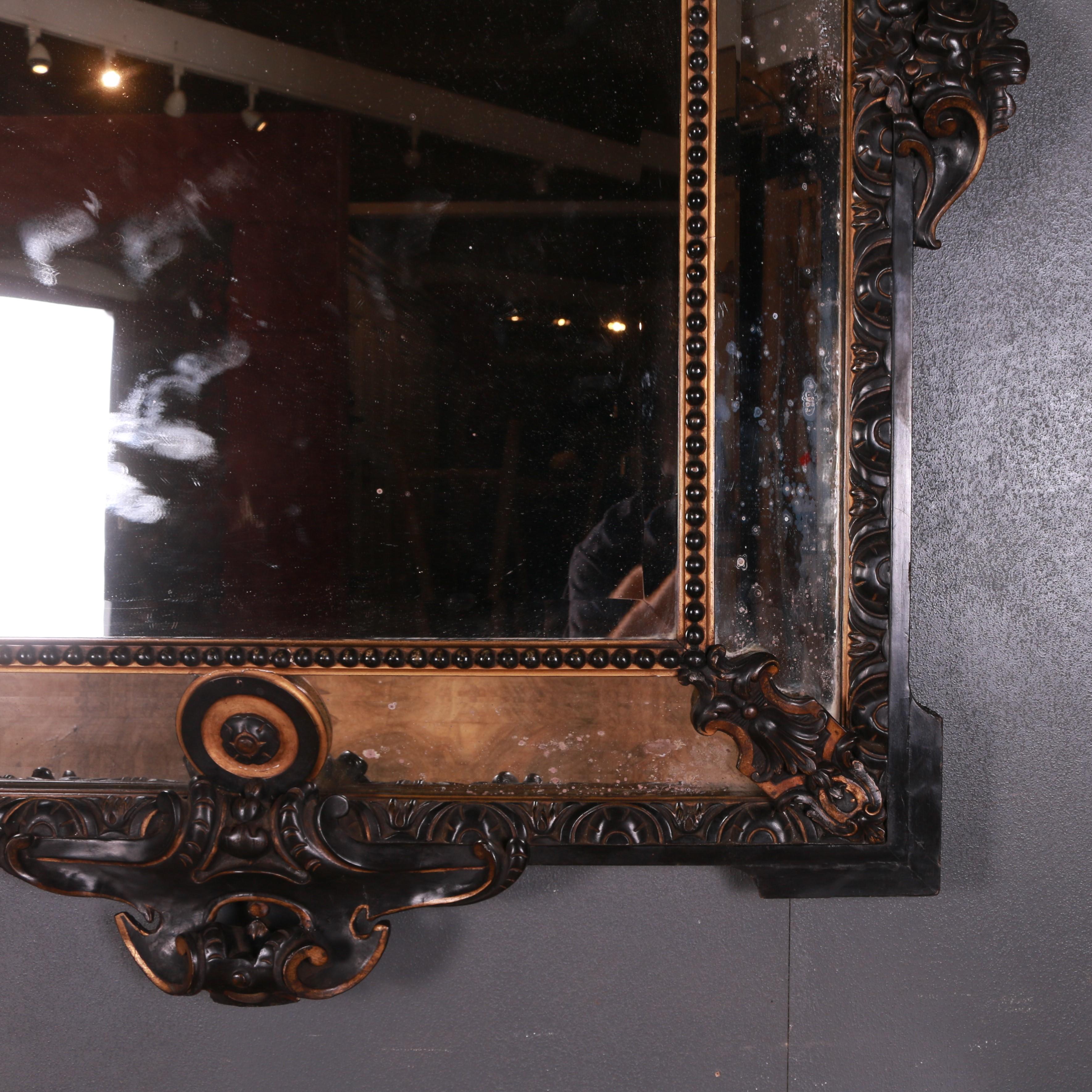 Ebonized Dutch Baroque Style Cushion Mirror