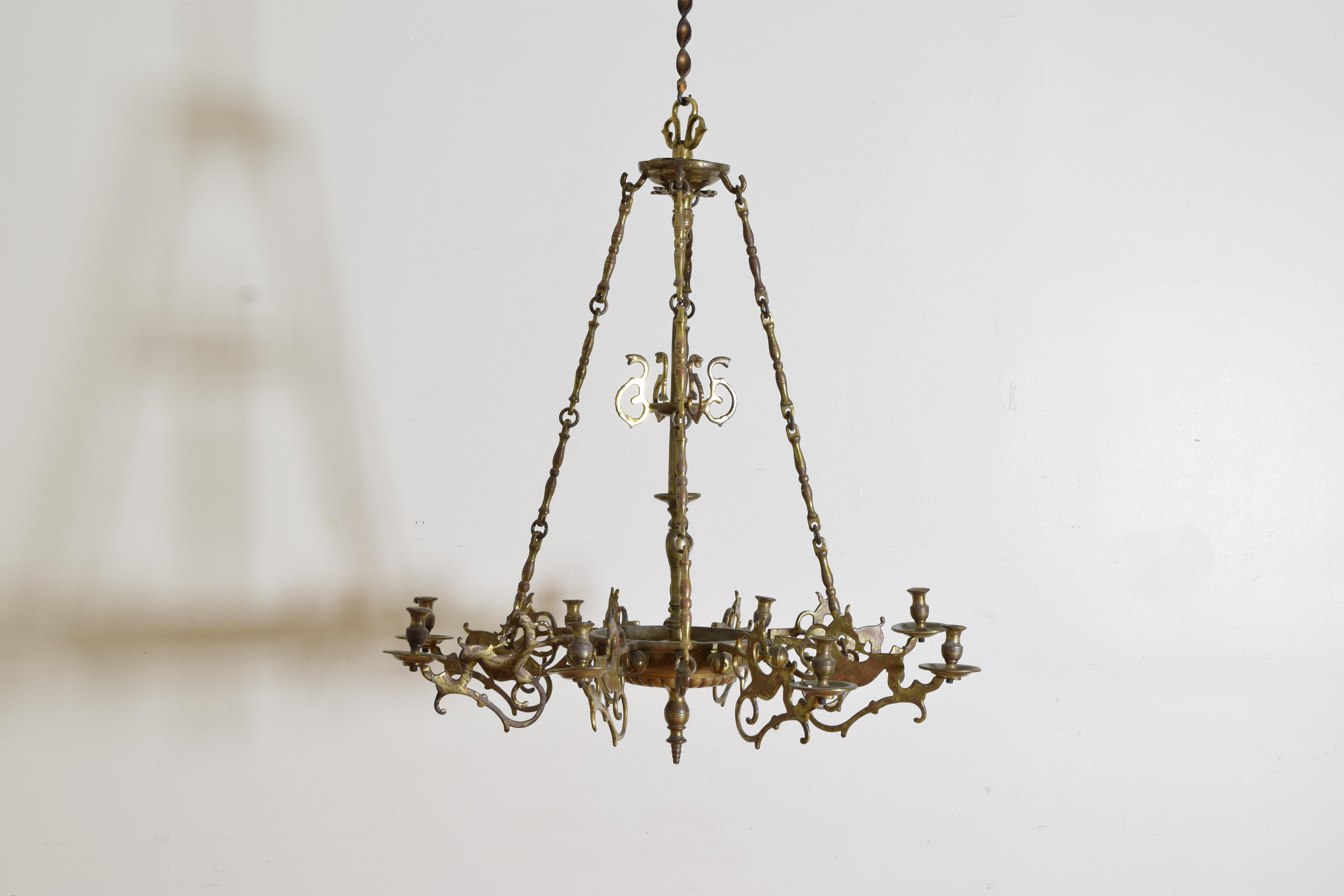 Dutch Baroque Style Figural Bronze Chandelier from the 2nd quarter 19th century In Good Condition In Atlanta, GA