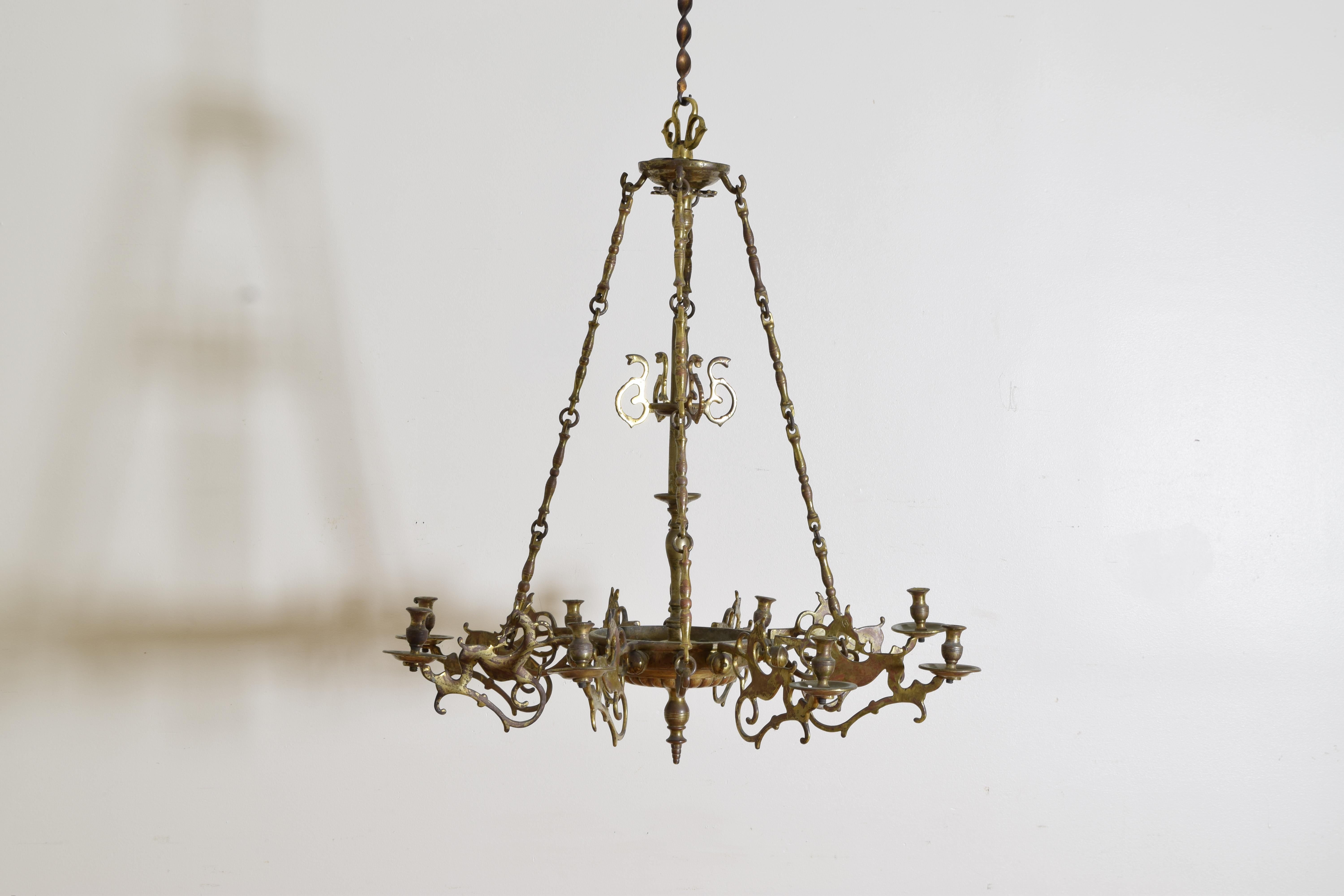 Dutch Baroque Style Figural Bronze Chandelier from the 2nd quarter 19th century In Good Condition For Sale In Atlanta, GA