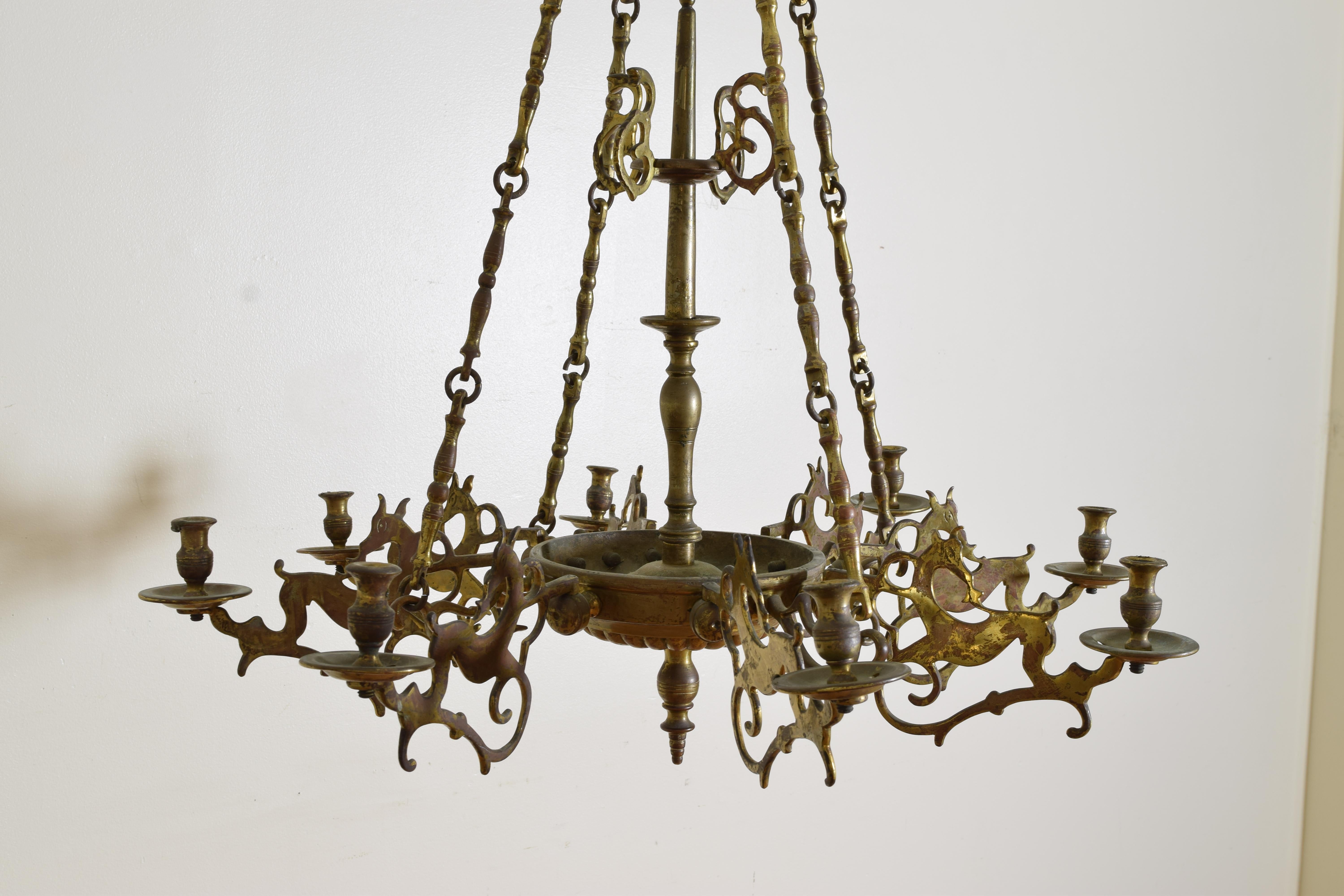 Dutch Baroque Style Figural Bronze Chandelier from the 2nd quarter 19th century For Sale 4