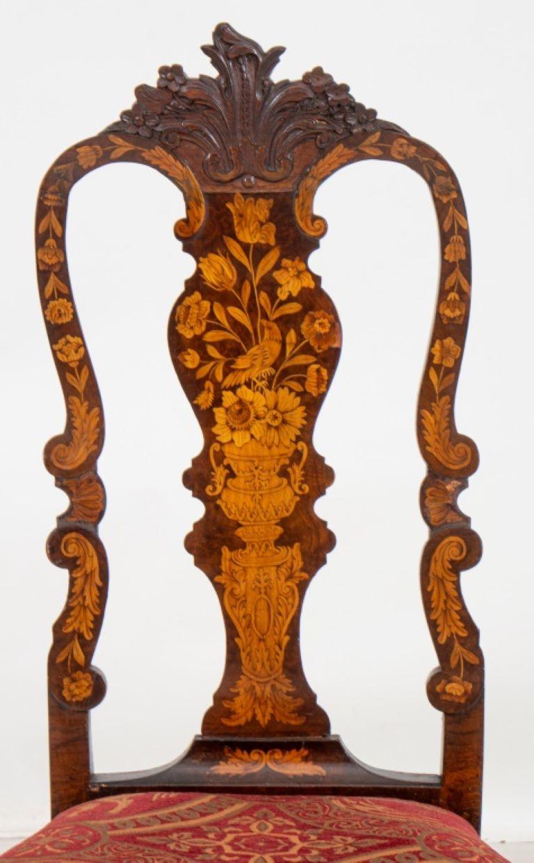 Dutch Baroque Style Marquetry Side Chair, 19th C. In Good Condition For Sale In New York, NY
