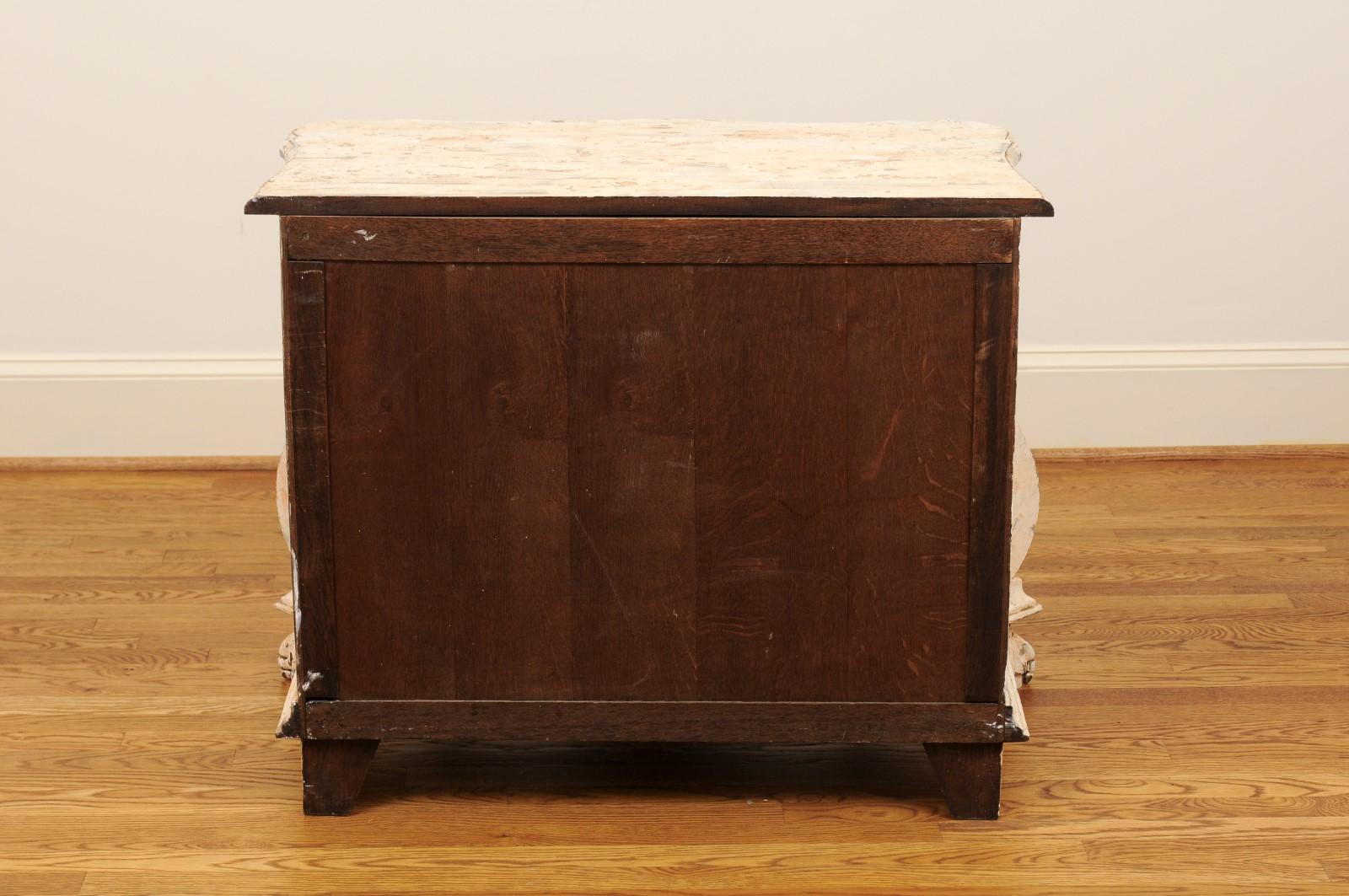 Dutch Baroque Style Painted Three-Drawer Bombé Commode from the 1890s 6