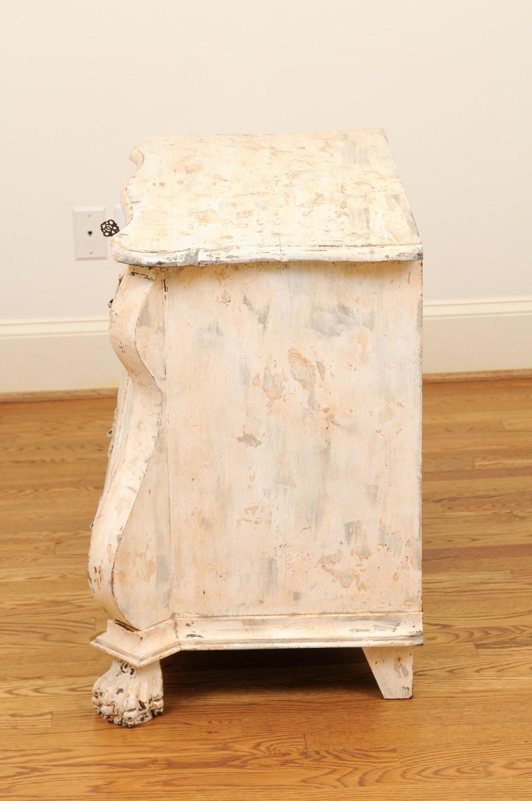 Dutch Baroque Style Painted Three-Drawer Bombé Commode from the 1890s 8