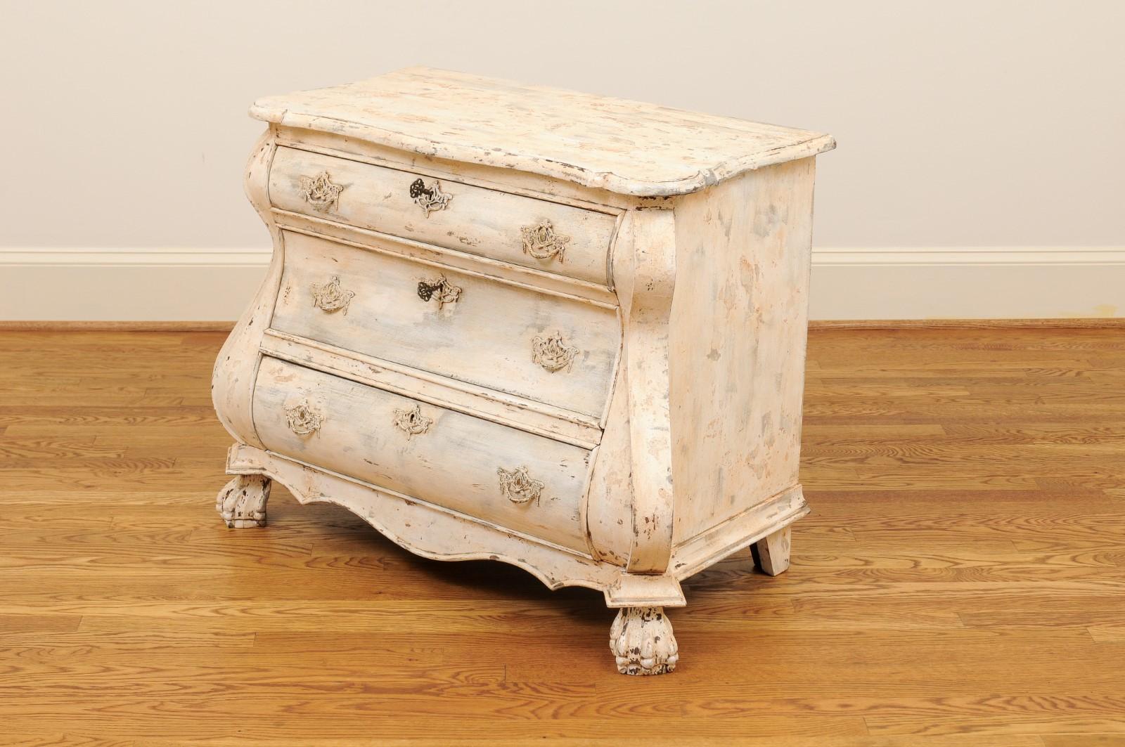 Dutch Baroque Style Painted Three-Drawer Bombé Commode from the 1890s 9