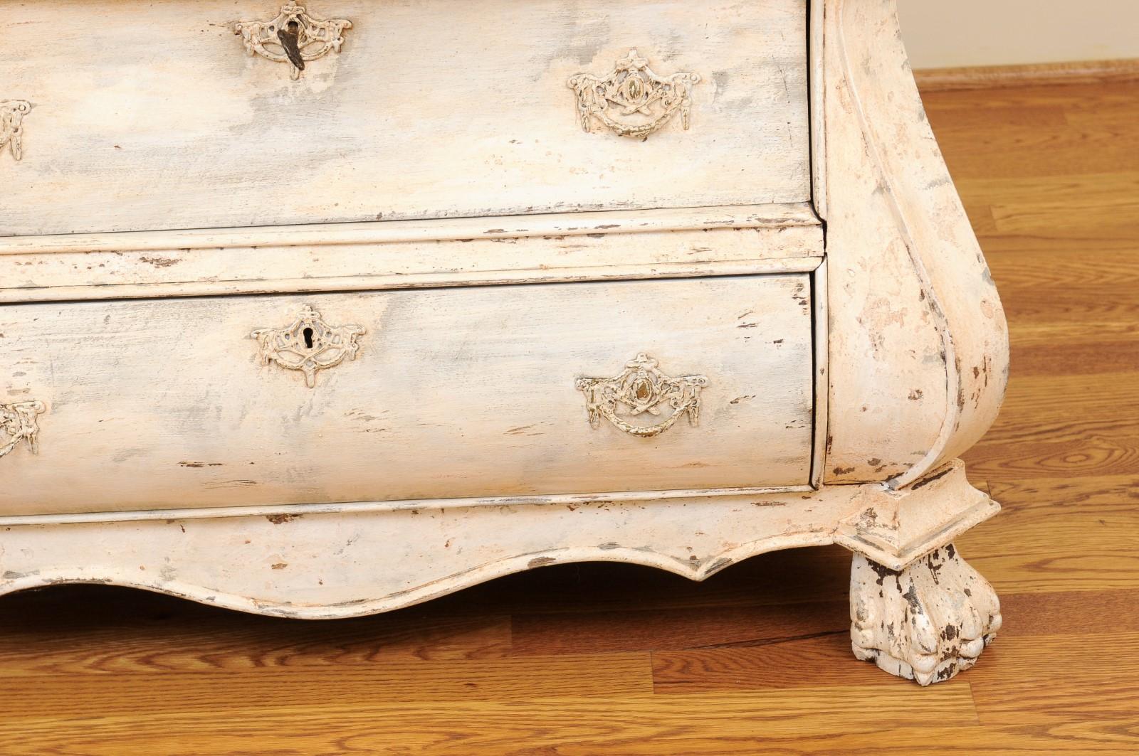 Dutch Baroque Style Painted Three-Drawer Bombé Commode from the 1890s 1