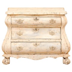 Dutch Baroque Style Painted Three-Drawer Bombé Commode from the 1890s