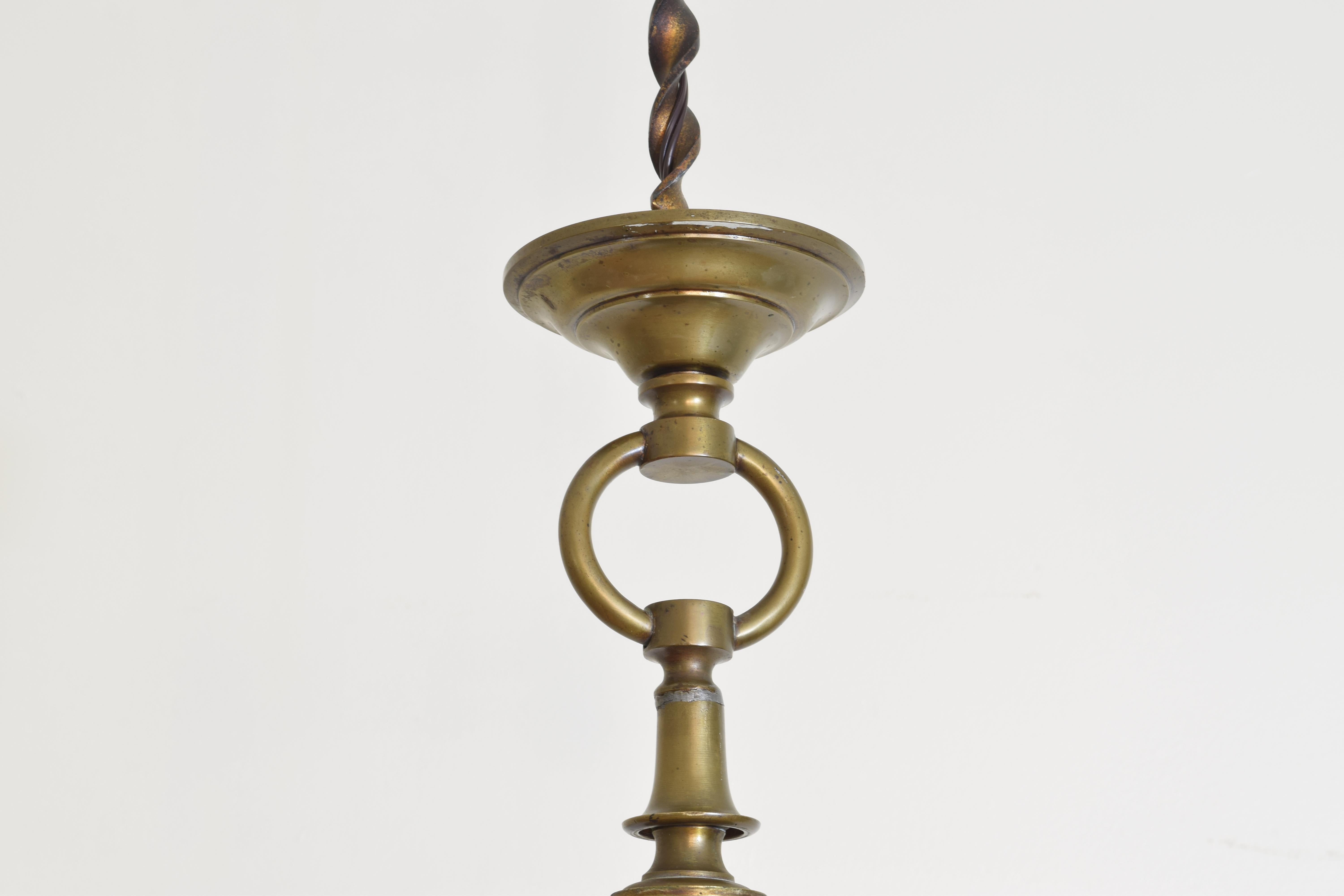 Dutch Baroque Style Patinated Brass 6-Light Chandelier, Late 19th Century 1