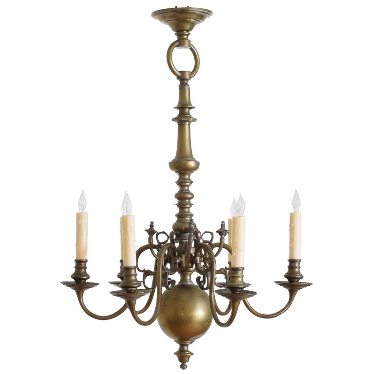 Dutch Baroque Style Patinated Brass 6 Light Chandelier Late 19th Century For At 1stdibs Dutch Baroque Style Patinated Brass 6, Catania Vintage French Country Wood 6 Light Chandelier