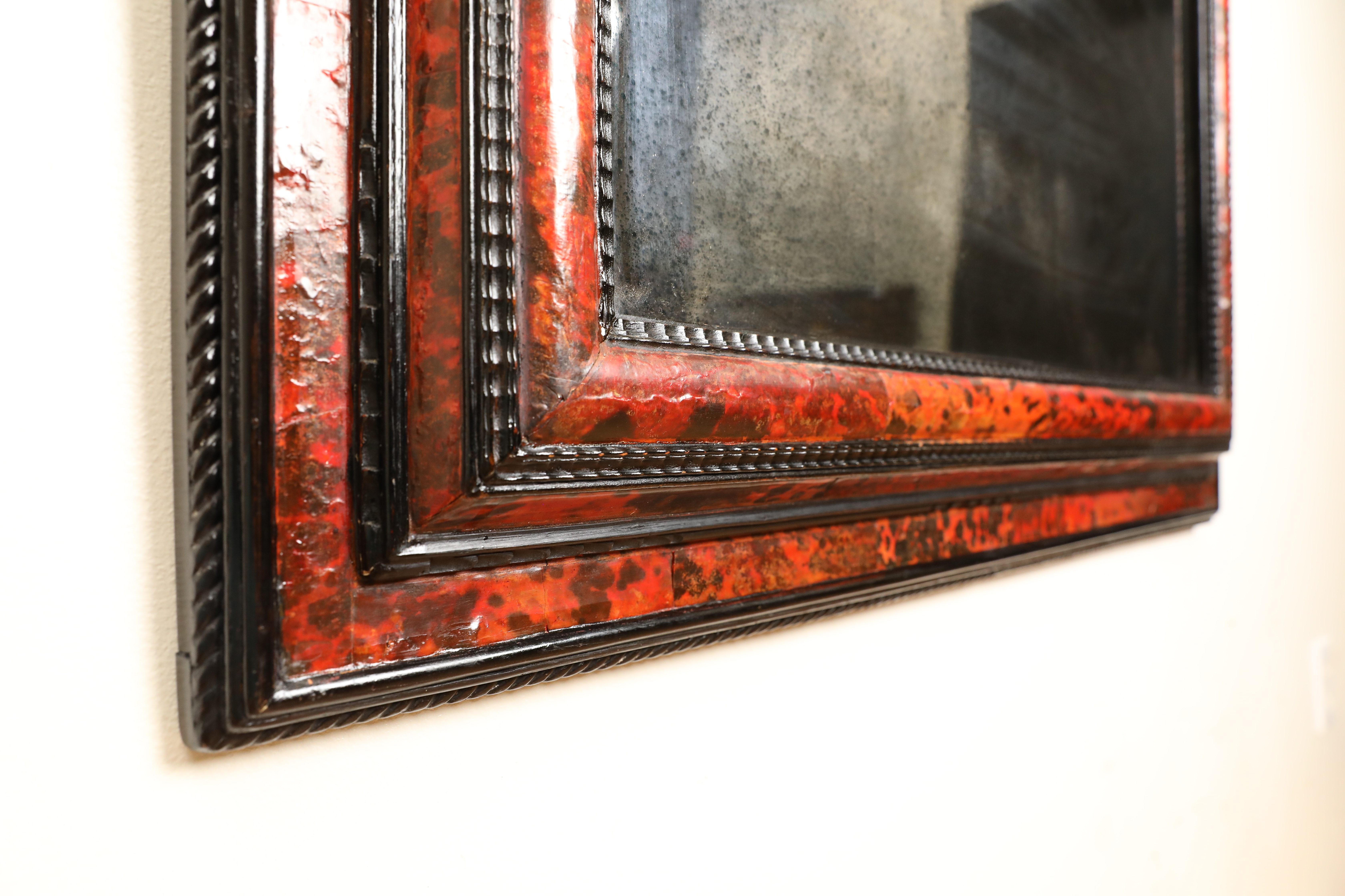 Dutch Baroque Tortoiseshell Veneered & Ripple-Molded Ebonized Mirror, 17/18thc. For Sale 1