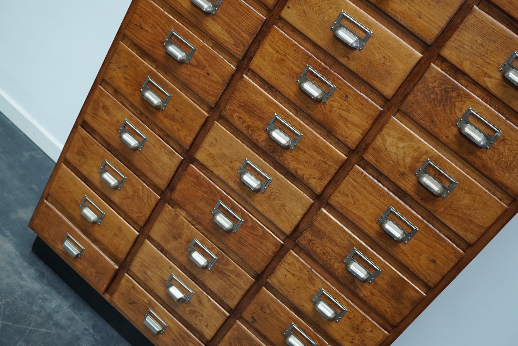 Industrial Dutch Beech Apothecary / Filing Cabinet, 1950s For Sale