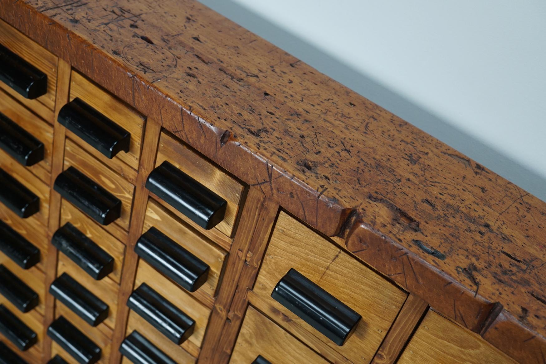 20th Century Dutch Beech / Pine Industrial Apothecary / Workshop Cabinet, circa 1950s For Sale