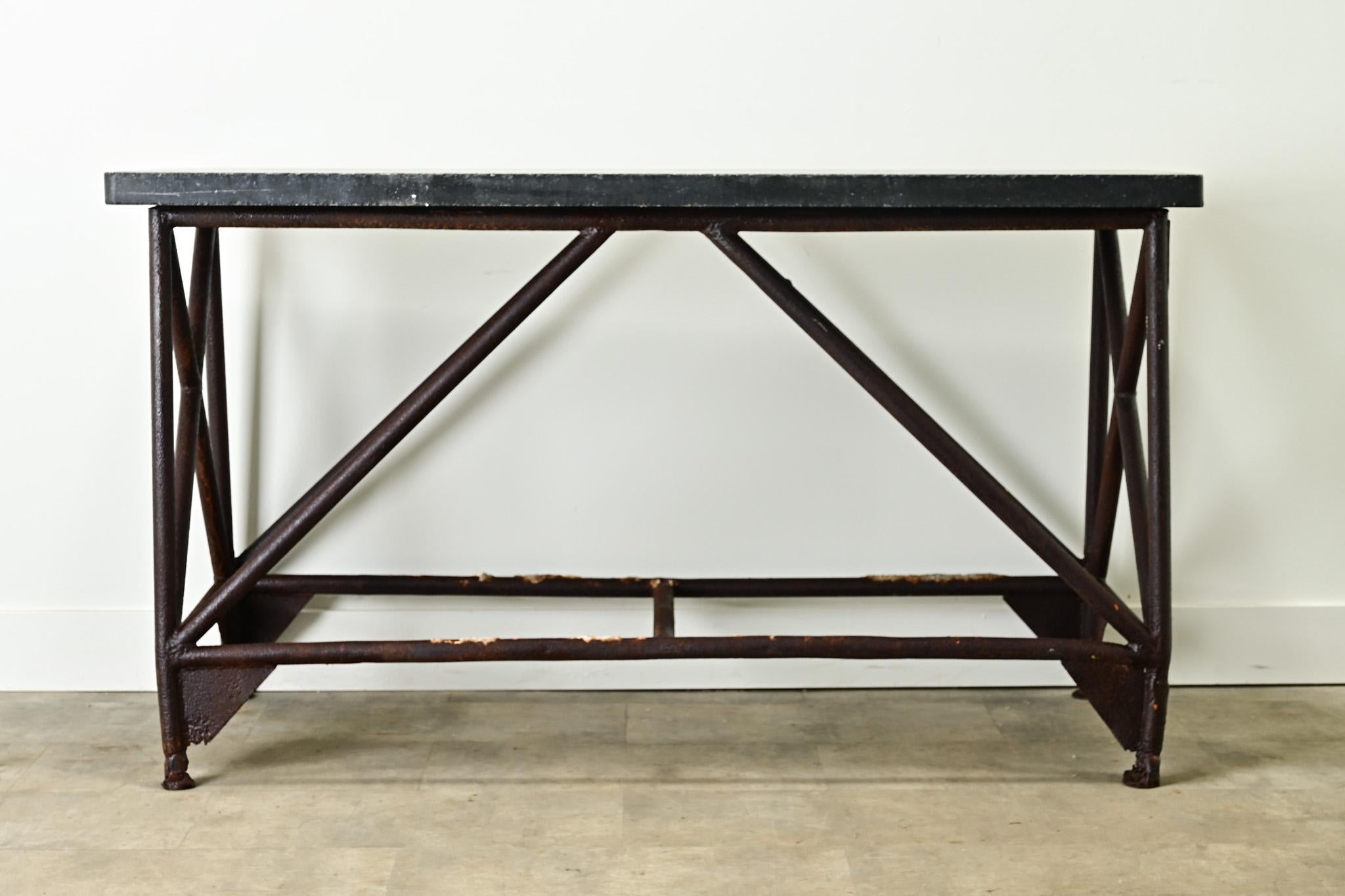 Dutch Belgian Bluestone & Iron Console For Sale 3