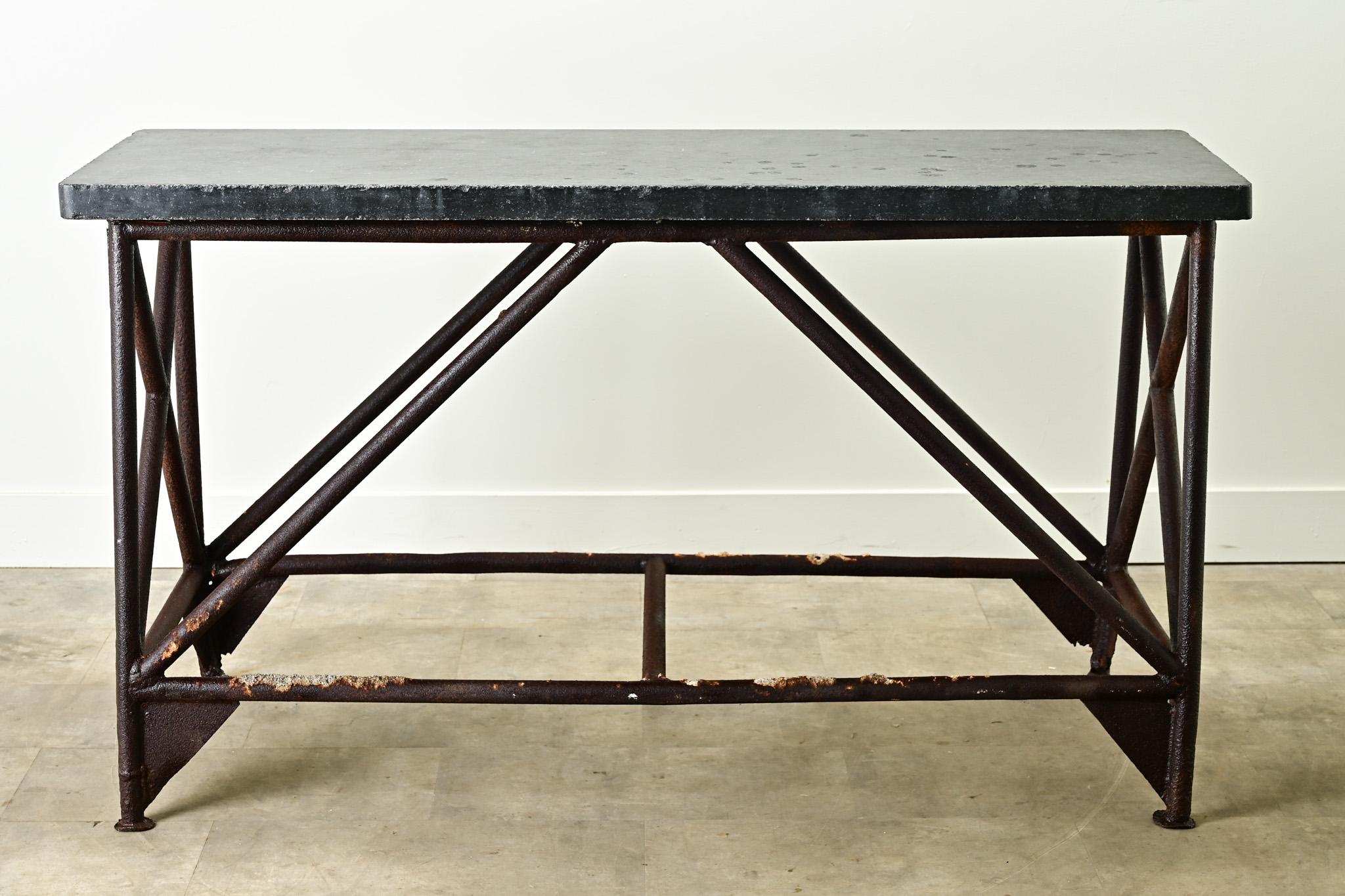 Dutch Belgian Bluestone & Iron Console For Sale 6