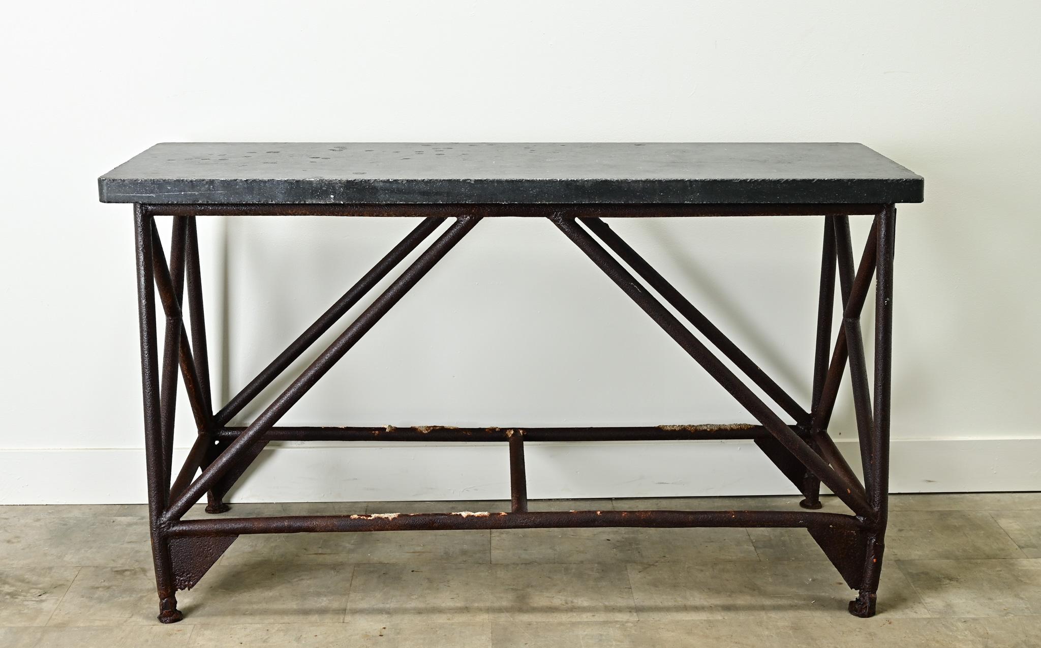 Other Dutch Belgian Bluestone & Iron Console For Sale