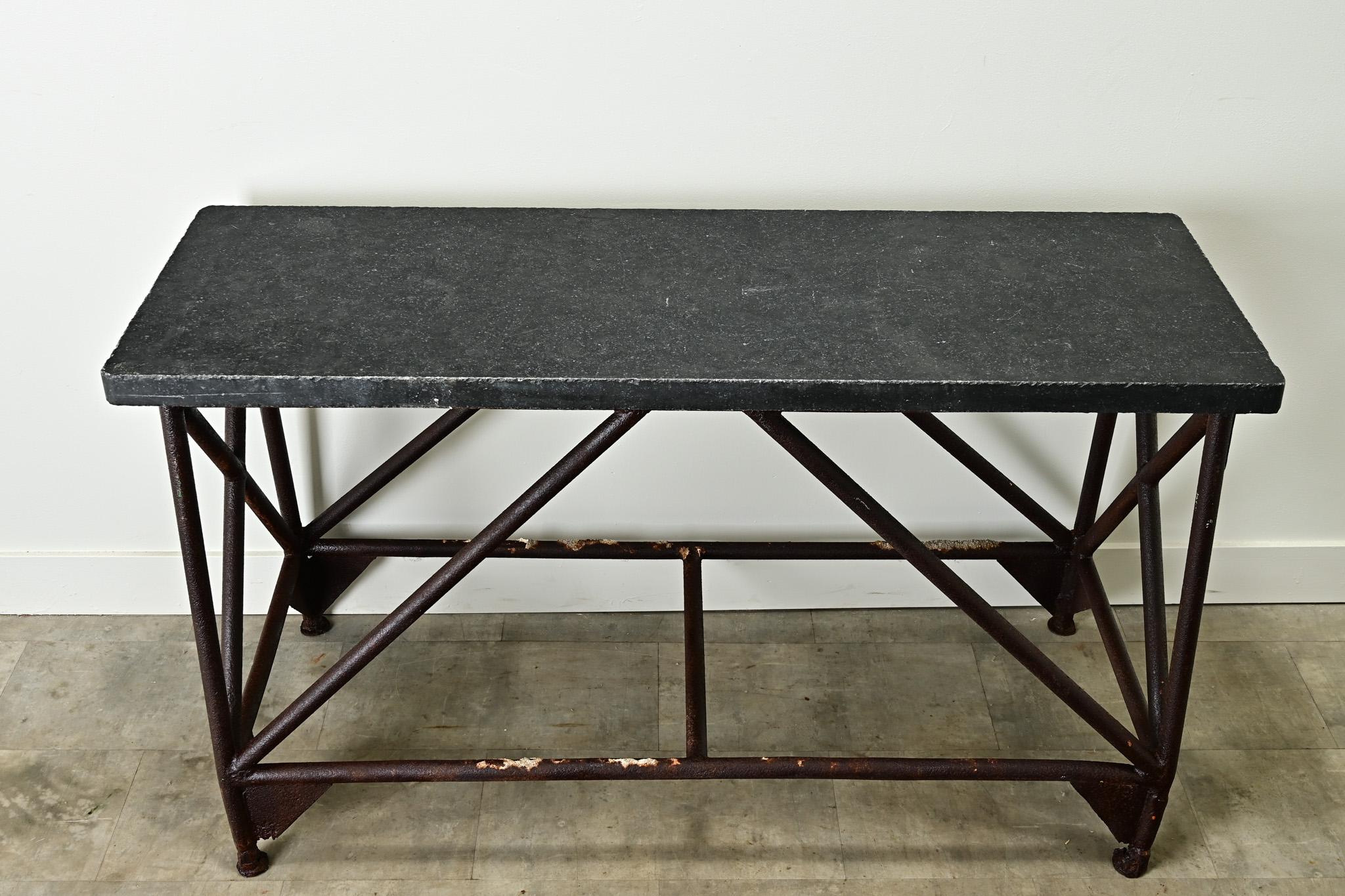 19th Century Dutch Belgian Bluestone & Iron Console For Sale