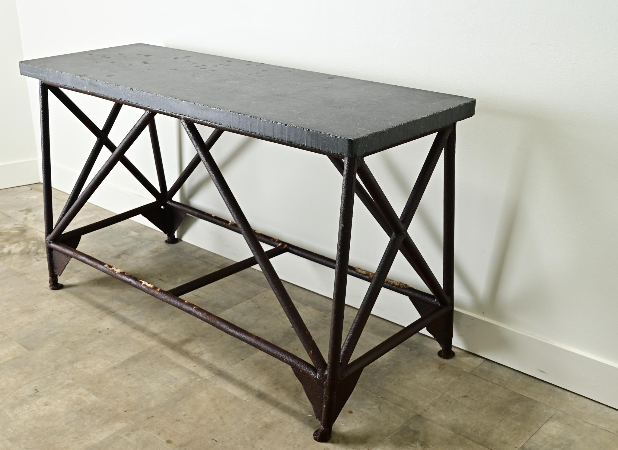 Dutch Belgian Bluestone & Iron Console For Sale 1