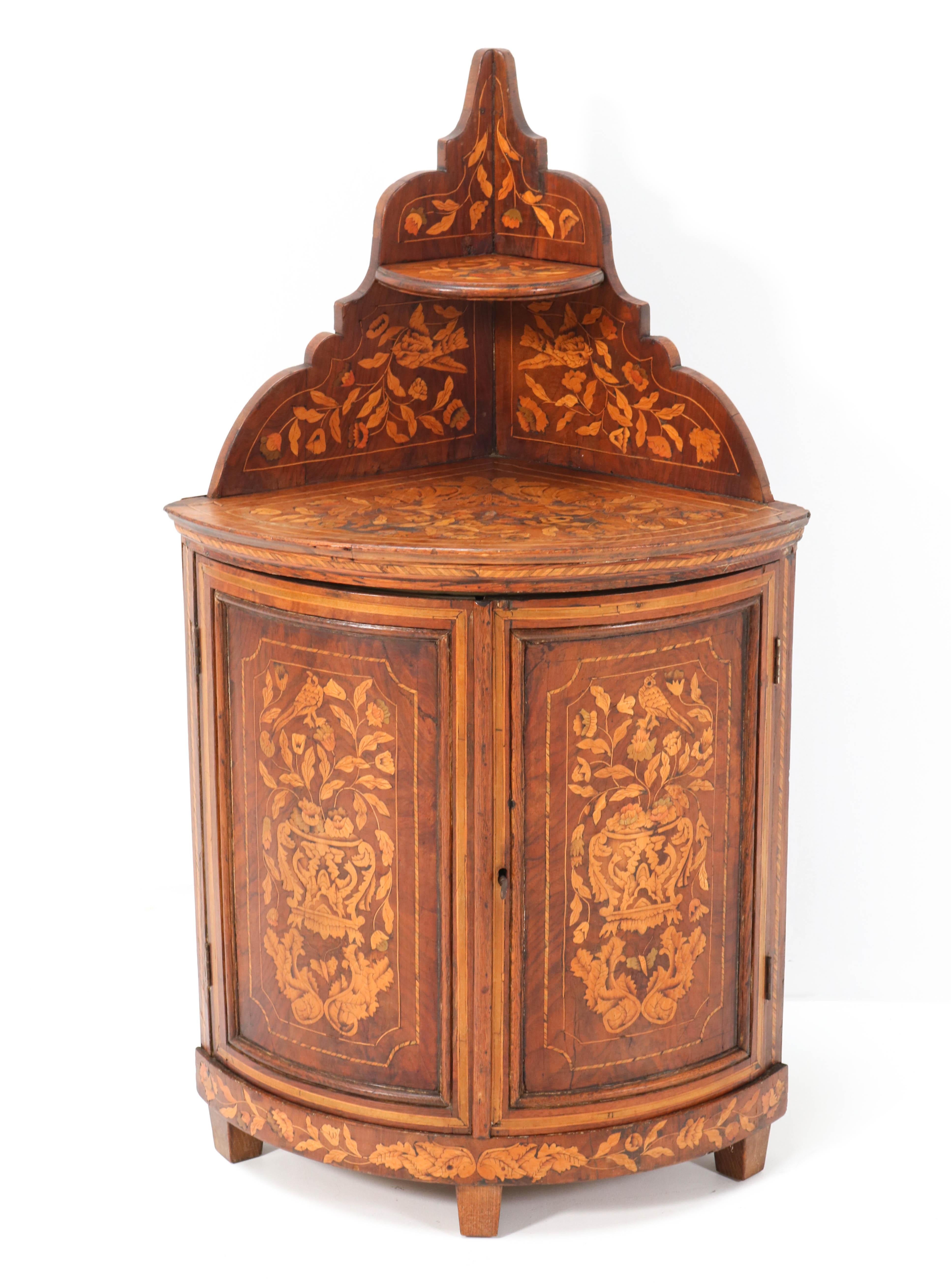 Dutch Biedermeier Padouk Corner Cabinet with Marqueterie, 1830s 6