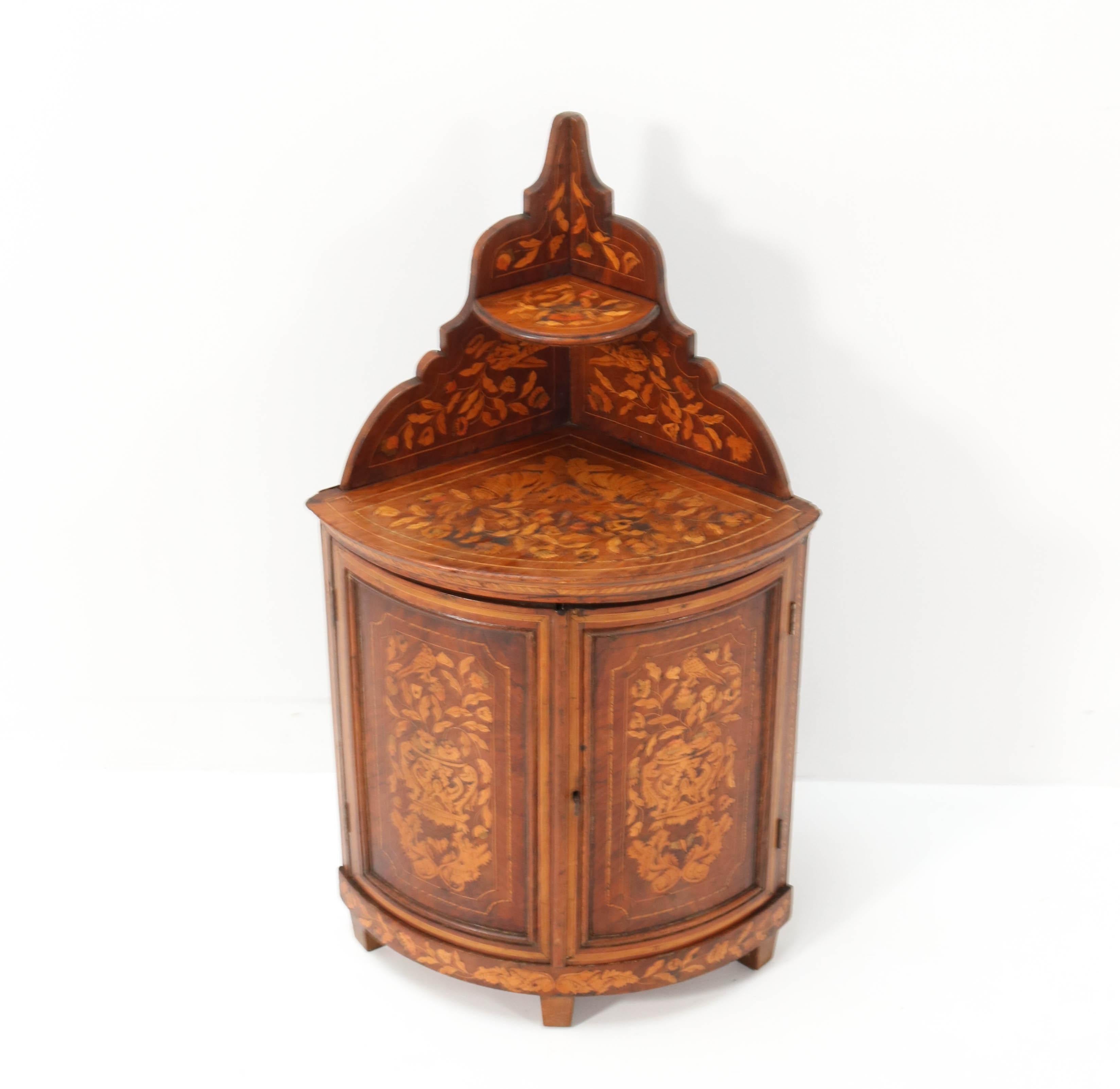 Dutch Biedermeier Padouk Corner Cabinet with Marqueterie, 1830s 4