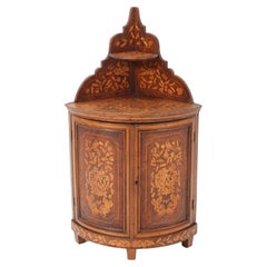 Dutch Biedermeier Padouk Corner Cabinet with Marqueterie, 1830s