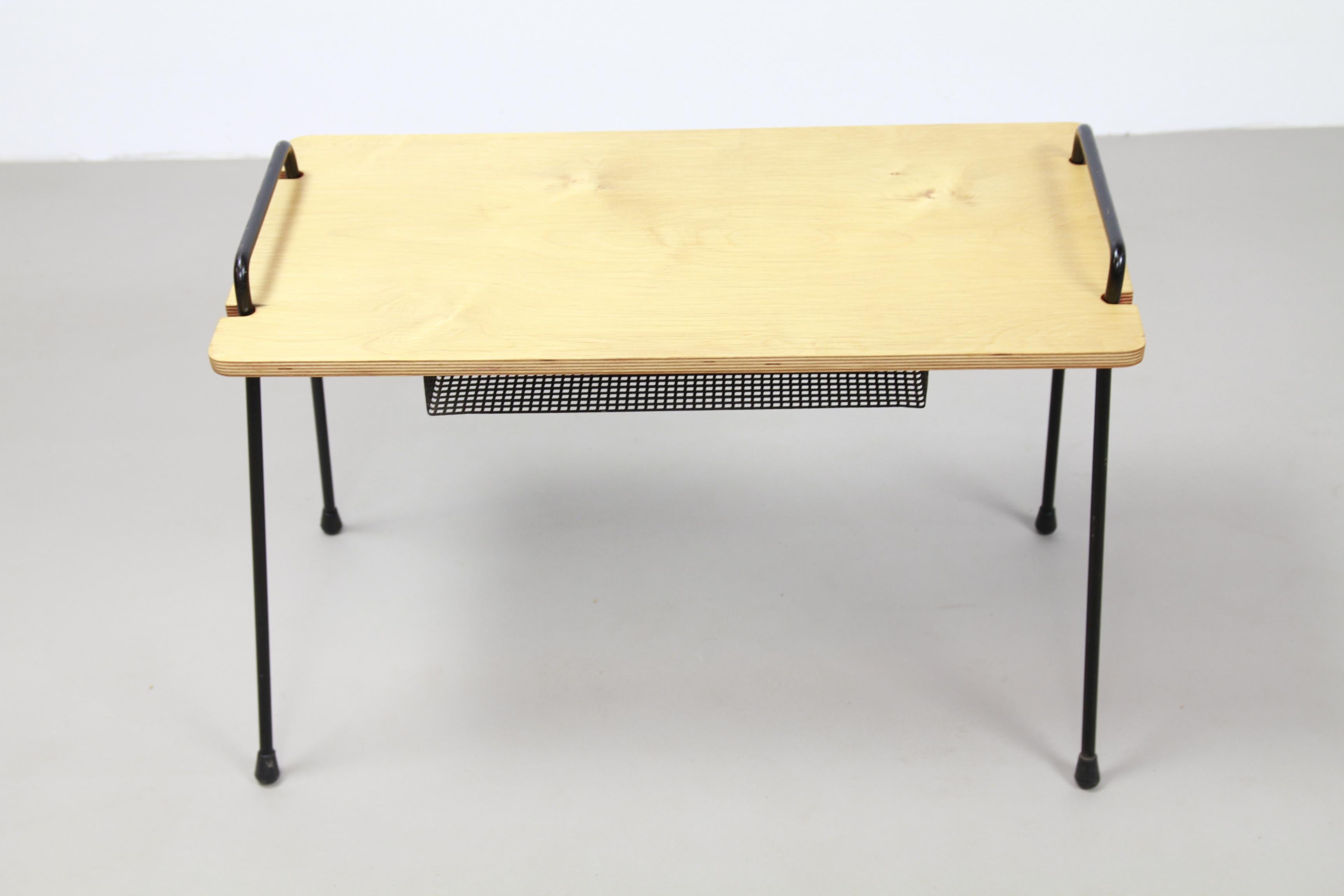 Dutch Birch Pastoe Side Table with Perforated Metal Rack by Cees Braakman, 1950 1