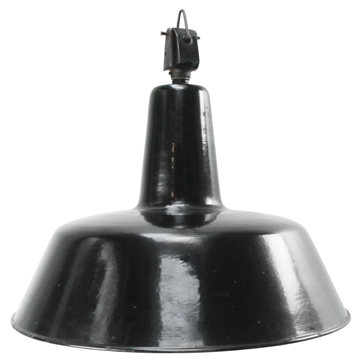 Dutch Black Enamel Vintage Industrial Factory Pendant Light by Philips