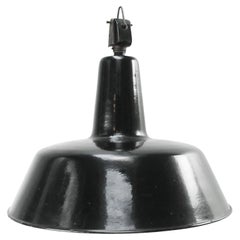 Lampe à suspension industrielle néerlandaise vintage en émail noir de Philips