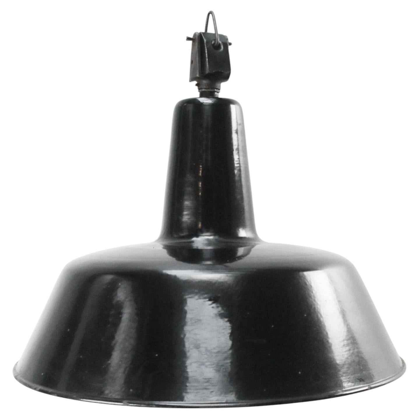 Lampada a sospensione industriale vintage in smalto nero Dutch di Philips in vendita