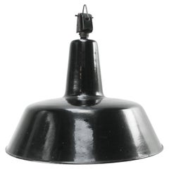 Lampada a sospensione industriale vintage in smalto nero Dutch di Philips
