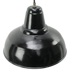 Dutch Black Enamel Vintage Industrial Factory Pendant Lights by Philips